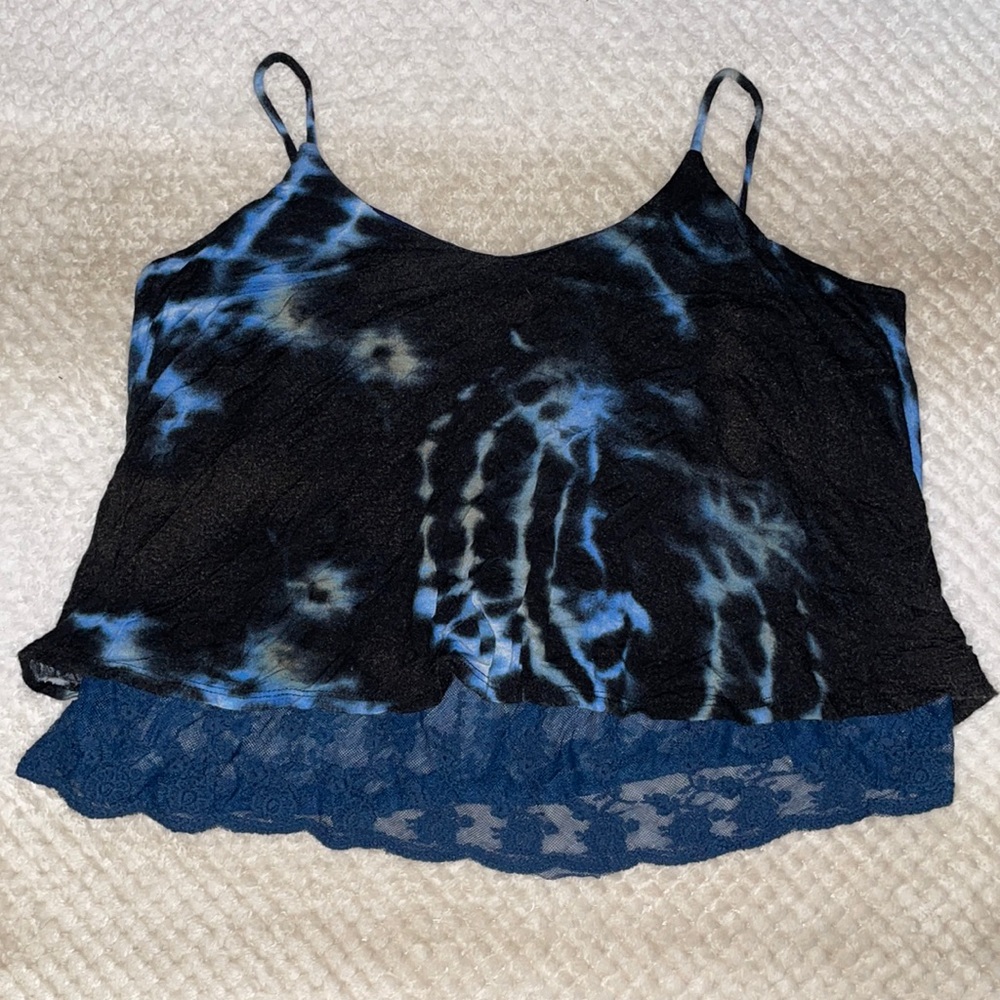 Black and Blue Tye-Dye Tank Top